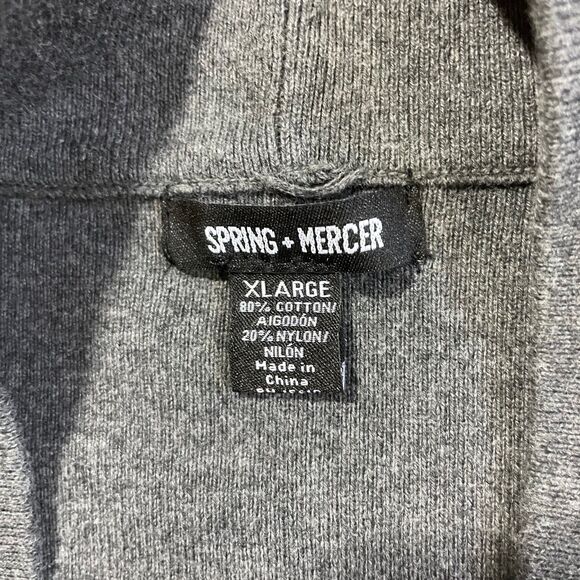 Spring + Mercer Open Front Cardigan Sweater Sz XL Gray 3/4 Sleeve Cotton Blend - Picture 2 of 8